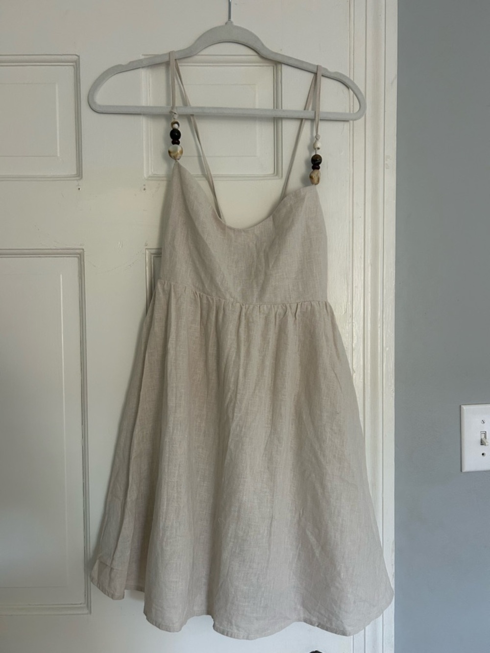 Abercrombie Beige Linen Spaghetti Strap Sundress with  Shorts Underneath